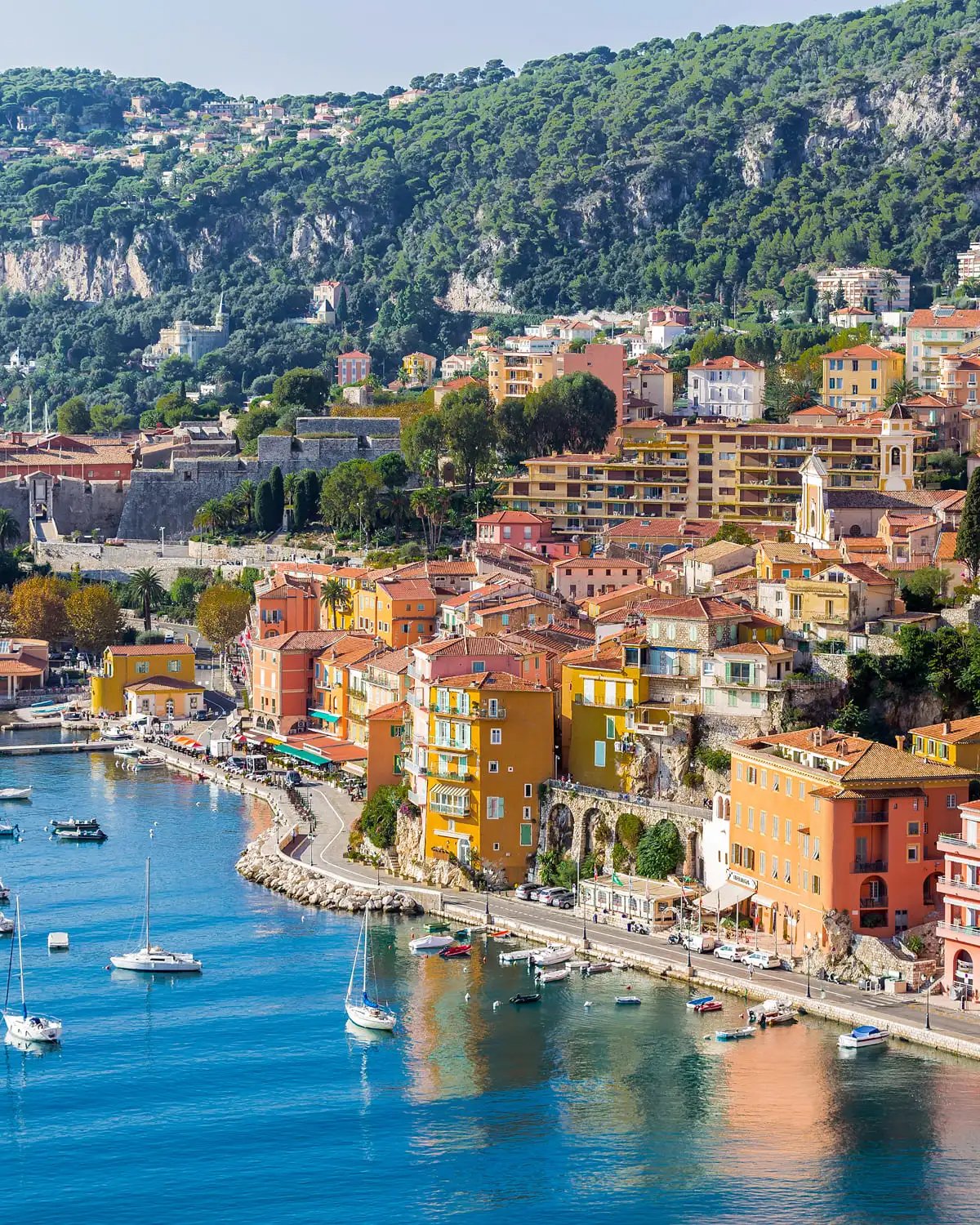 Aerial image of a coastal town in the French Riviera 
